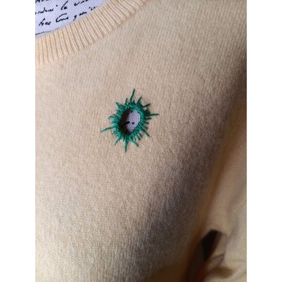 Vintage Turnbull & Asser Pale Yellow Cashmere Sweater Scotland Small Medium READ - Picture 3 of 4